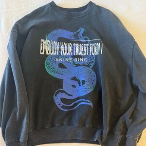 Anine Bing Black Sweater with Blue Snake Design